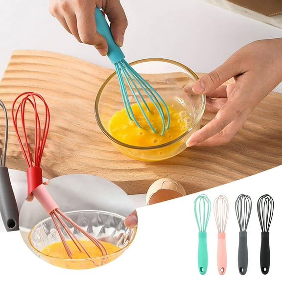 VMWMSSR Mini Silicone Egg Beater, Non-Stick Non-Scratch Whisk, Easy Clean Mixing Tool For Kitchen Cooking, Baking And Stirring(Black-21X4.5cm)