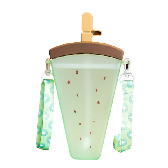 VMWMSSR Shaped Water Bottle 10.8oz Leakproof Ice Pop Cup With Adjustable Strap Portable Summer Drinkware For Travel Outdoor Party(Green-320ml)