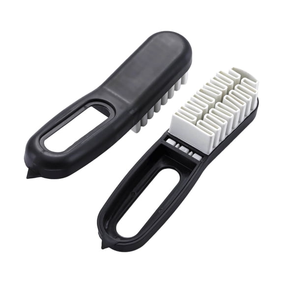 VMWMSSR Portable Dual-Head Shoe Brush, Soft Bristle Sneaker Durable Cleaner Brush, Non-Slip Handle Scrub Brush For Shoes, Soles & Fabric Black-16cm