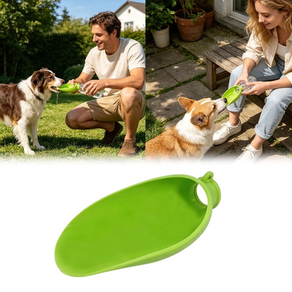 VMWMSSR Portable Pet Water Dispenser Scoop Leak-Proof Outdoor Travel Dog Cat Water Feeder With Hanging Hole Lightweight Walking Pet Water Bowl For Park Hiking Road Trip(Green-6.93")
