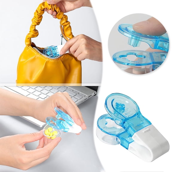 VMWMSSR Portable Pill Popper Tool, No-Touch Pill Remover from Blister Packs, Hygienic Pill Extractor with Built-In Storage, Pocket-Sized(Blue-7.5X3CM)