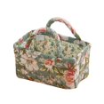 thumbnail image 1 of VMWMSSR Quilted Floral Fabric Storage Basket With Dual Handles Decorative Vintage Cloth Storage Bin Portable Organizer For Bedroom Living Room Nursery Countertop Home Decor(Green-8.66"), 1 of 5