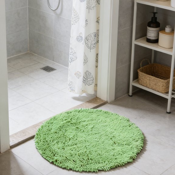 VMWMSSR Round Bathroom Absorbent Floor Mat Non Slip Washable Fast Dry Circular Shower Rug For Bath Bedroom Indoor Entryway Use(Green-19.69")