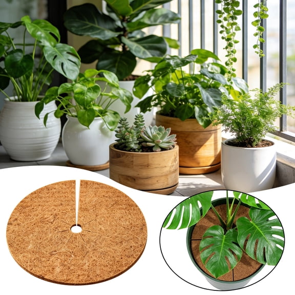 VMWMSSR Round Coconut Coir Mulch Mat, Biodegradable Plant Weed Barrier, Soil Protection Frost Mat For Gardening(Brown-11.81inch)