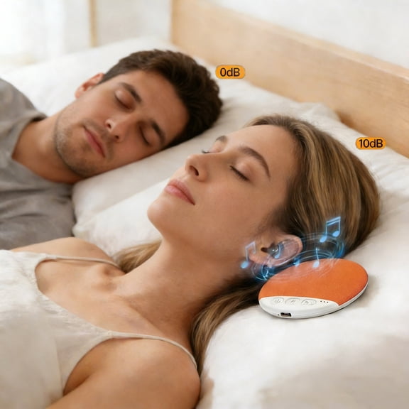 VMWMSSR Round Sleep Wireless Speaker Portable Mini Bedside Pillow Audio Player For Bedroom Night Rest Relaxation(Orange-3.86")