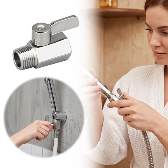 VMWMSSR Shower Shut Off Valve Universal Leakproof Flow Regulator Fast On Off Control Bathroom Accessory For Shower Hose Bidet Sprayer Pet Bath(Silver-8x5x3cm)