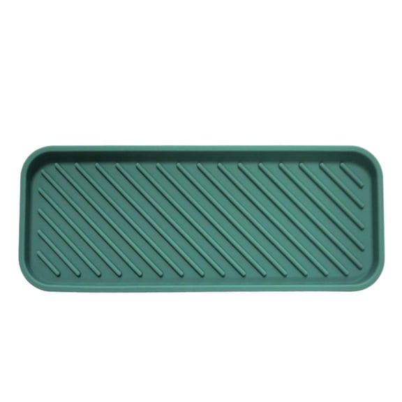 VMWMSSR Silicone Drain Pad, Rectangular Kitchen Sink Caddy Tray, Quick-Dry Sponge Holder For Soap, Brushes & Countertop(Green-8.98X3.54Inch)