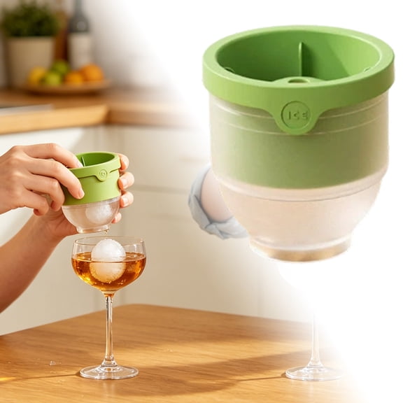 VMWMSSR Silicone Ice Ball Mold, Large Whiskey Sphere Ice Maker, Easy Release Ice Mold For Parties, Summer Drinks & Home Bar(Green-7.5X7.3X7.3cm)