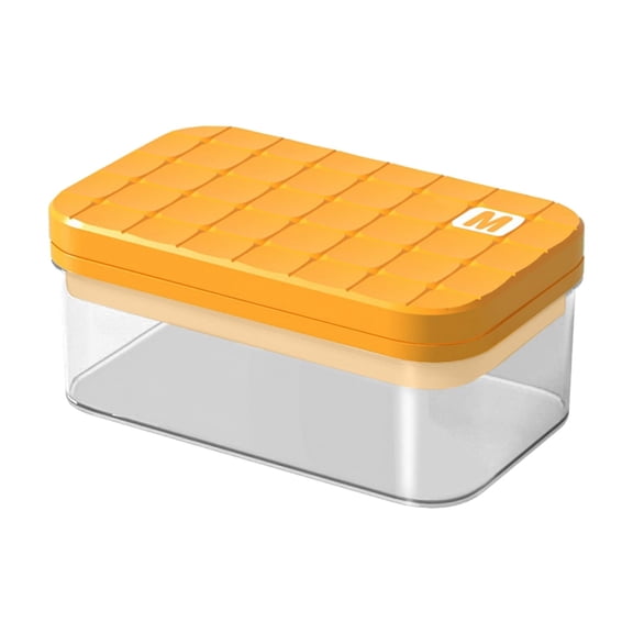 VMWMSSR Silicone Ice Cube Box With Lid, One-Press Release Ice Container, Stackable & Leak-Proof Freezer Storage For Drinks(Orange-23X14X10Cm)