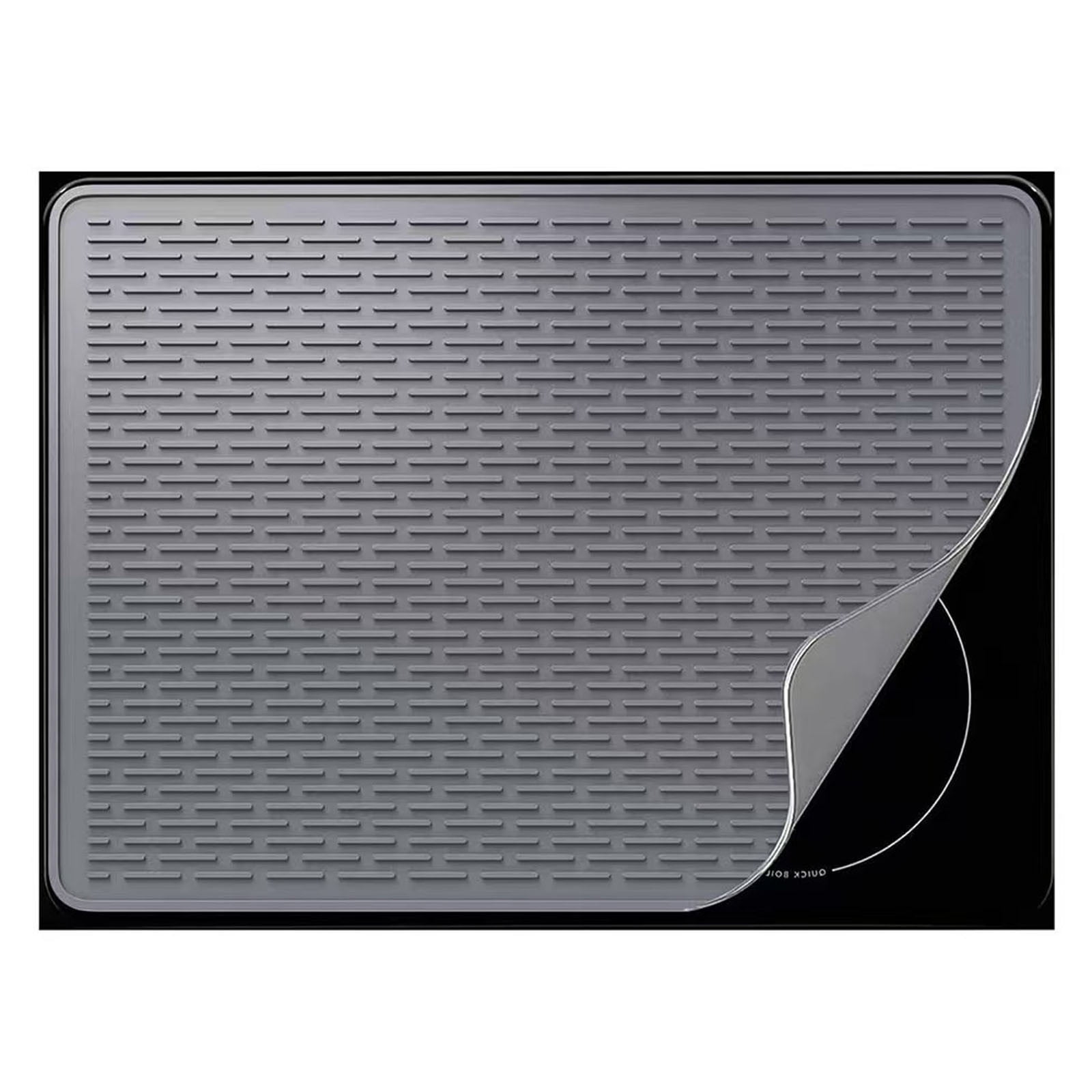 VMWMSSR Silicone Stove Top Cover, 28"Ã20" Heat Resistant Mat For Electric Stove, Non- Glass Cooktop Protector & Dish Drying Mat(Grey-71X50cm)