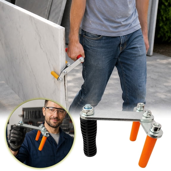 VMWMSSR Single Hand Stone Panel Carry Clamp, Galvanized Metal Slab Lifting Grabber, Anti Slip Panel Carrier Tool For Drywall, Marble Tile, Glass Door & Installation(Silver-4.72 Inch)