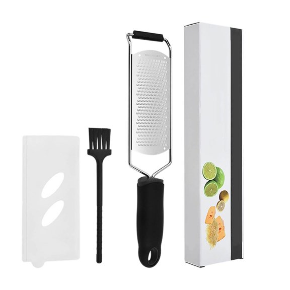 VMWMSSR Stainless Steel Cheese Grater Lemon Zester With Non- Rubber Handle Heavy Duty Fine Microplane Zester Grater For Kitchen Baking Tool(Black-12.2")