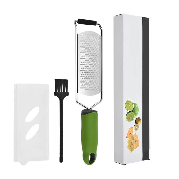 VMWMSSR Stainless Steel Cheese Grater Lemon Zester With Non-Slip Rubber Handle Heavy Duty Fine Microplane Zester Grater For Kitchen Baking Tool(Green-12.2")