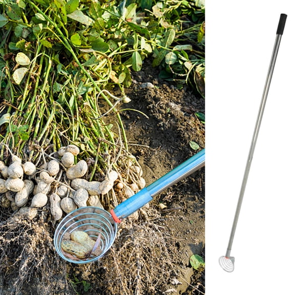 VMWMSSR Stainless Steel Egg Picking Tool Detachable Long Handle Flexible Coil Collector Lightweight Multi Purpose Garden Harvester For Potato Farm Egg Gathering(Silver-42.13")
