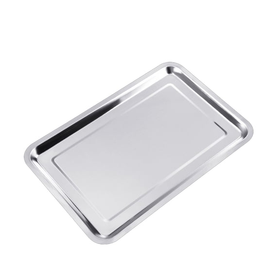 VMWMSSR Stainless Steel Serving Tray, Rust Resistant Metal Food Platter, Smooth Edge Multi-Use Tray For Home, Restaurant, Bbq And Party(Silver-45X30X2cm)