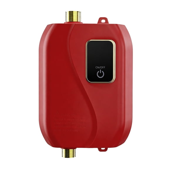 VMWMSSR Tankless Instant Hot Water Heater, On Demand Mini Electric Water Heater With Digital Lcd Temp Display, Under Sink Instant Water Heater For Kitchen Sink Bathroom(Red-7.87In)