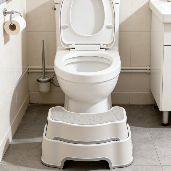 VMWMSSR Toilet Stool With Non- Surface, Sturdy Bathroom Step Stool For Potty Training, Heavy Duty Toilet Foot Stool For Home Office Grey-43cm
