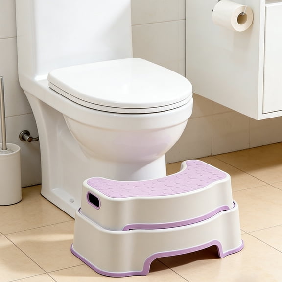 VMWMSSR Toilet Stool With Non- Surface, Sturdy Bathroom Step Stool For Potty Training, Heavy Duty Toilet Foot Stool For Home Office Purple-43cm