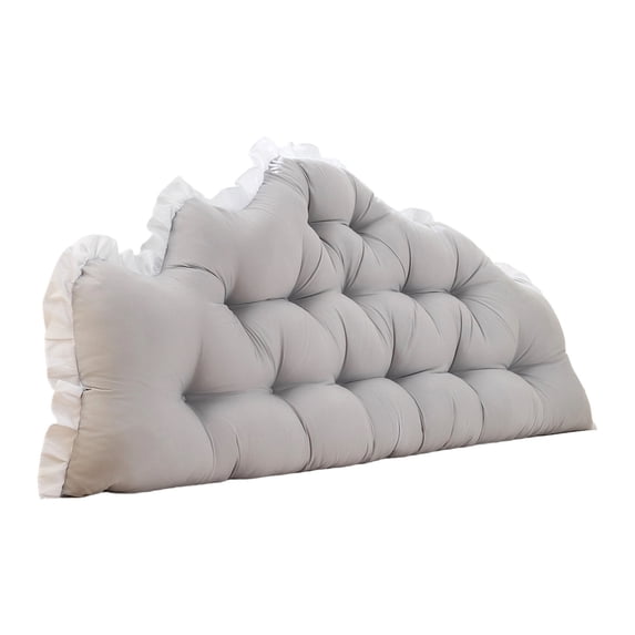 VMWMSSR Tufted Bed Headboard Pillow Ruffle Edge Large Reading Backrest Cushion Cotton Filled Decorative Bed Back Pillow For Bedroom Sofa Window Seat Resting Support(Grey-39.37")