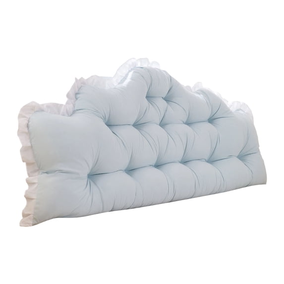 VMWMSSR Tufted Bed Headboard Pillow Ruffle Edge Large Reading Backrest Cushion Cotton Filled Decorative Bed Back Pillow For Bedroom Sofa Window Seat Resting Support(Blue-39.37")