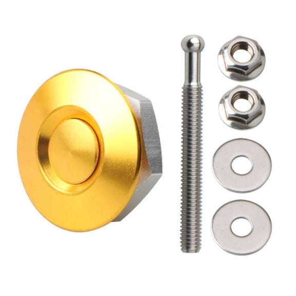 VMWMSSR Universal Aluminum Car Engine Cover Security Fastener Mini Hidden Button Hood Quick Release Latch Lock Anti-Theft Invisible Hood Pin Lock(Gold-22mm)