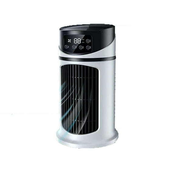 VMWMSSR Usb Evaporative Mini Air Cooler, Touch Digital Display Desktop Mist Cooling Fan, Multi-Speed Timing Humidify Portable Air Conditioner Fan For Bedroom Summer Heat Relief(Black-9.4")