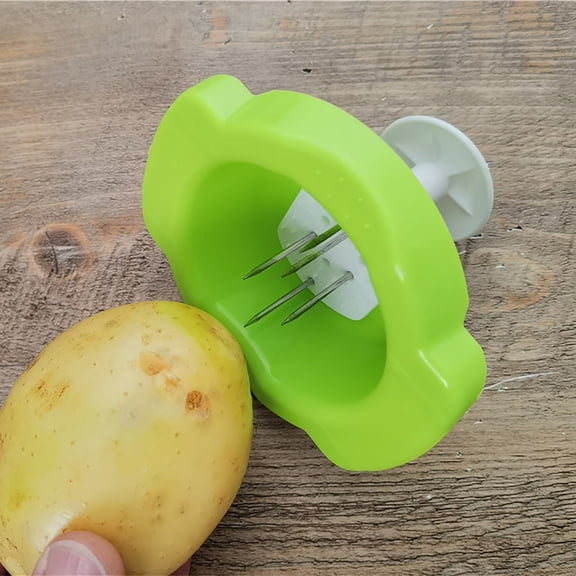 VMWMSSR Vegetable Finger Guard, Grater Hand Protector With Stainless Steel Prongs, Anti-Cut Food Holder Kitchen Safety Gadget For Potato Onion Carrot Slicing & Shredding(Green-4.53")