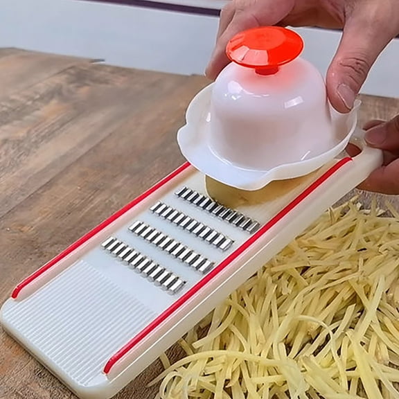 VMWMSSR Vegetable Finger Guard, Grater Hand Protector With Stainless Steel Prongs, Anti-Cut Food Holder Kitchen Safety Gadget For Potato Onion Carrot Slicing & Shredding(Beige-4.53")