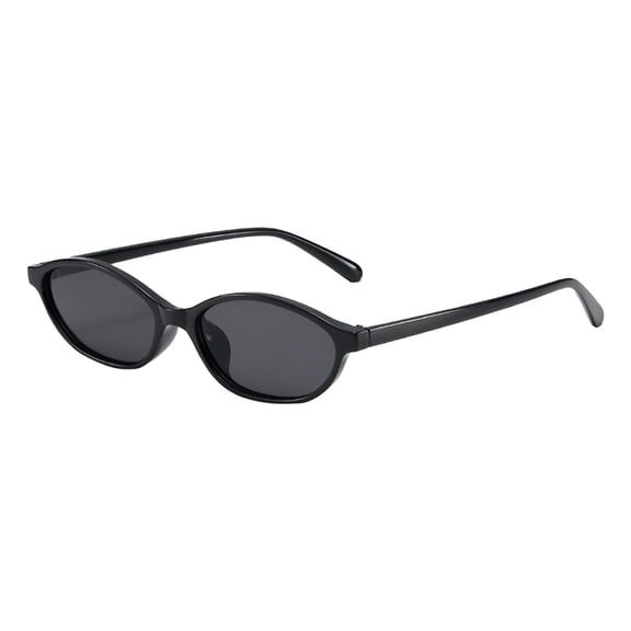 VMWMSSR Vintage Oval Cat Eye Sunglasses For Women, Protection Thin Frame Retro Shades, Lightweight Oval Lens Fashion Sun Glasses For Beach Travel Daily Outdoor(Black-5.63")