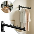 thumbnail image 1 of VMWMSSR Wall Mount Clothes Hanger, Rustproof Black Stainless Steel Garment Hanger, 6-Peg Drying Stand For Bathroom, Balcony And Laundry Room(Black-33.5cm), 1 of 7