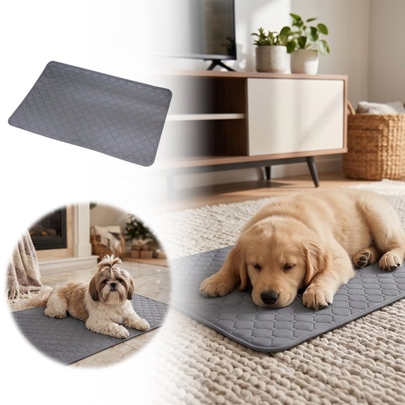 VMWMSSR Washable Pet Pee Pad, Reusable Absorbent Dog Cat Urine Leak Proof Mat, Non-Slip Quilted Pet Training Pad For Indoor Sofa Bed Floor Protection(Grey-23.6X17.7 In)