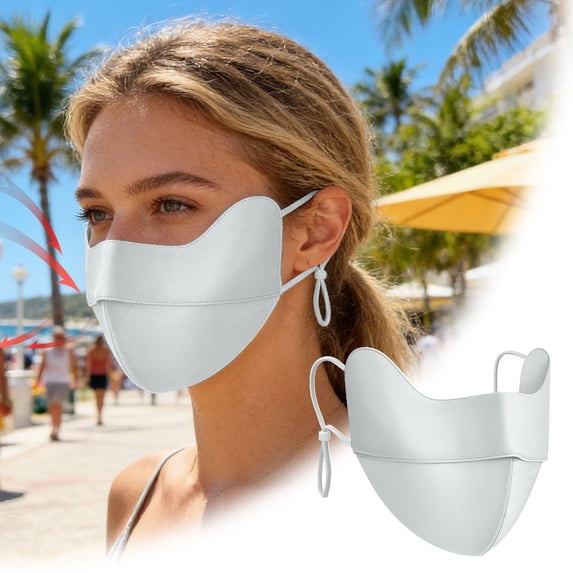 VMWMSSR Wide Brim Uv Protection Sun Face Mask, Adjustable Elastic Strap Breathable Sun Protection Face Cover, Lightweight Cooling Sun Mask For Cycling Beach Driving Outdoor Activity(Grey-9.84")