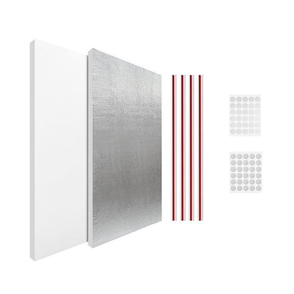 VMWMSSR Window Air Conditioner Insulation Seal Kit, Cuttable Air Gap Sealing Set, Reflective Heat Block Panels With Self-Stick Fasteners For Indoor Window Mounted Air Conditioner(Silver-44cm)