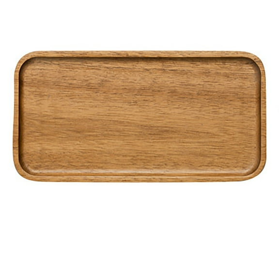 VMWMSSR Wooden Serving Tray With Raised Lip Natural Wood Rectangular Food Platter Multi-Purpose Wooden Tray For Breakfast Coffee Dessert Kitchen Home Decor(B-20X10.5X1.5CM)