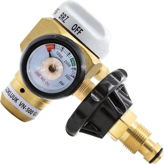 VN-500 Nitrogen Purge Control Valve Regulator with Flow Meter, Brass Hybrid Design, 500 PSI Nitrogen Purging Regulator for Leak Testing