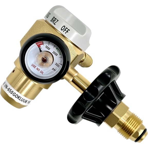 VN-650 Nitrogen Purging Regulator Control Valve Regulator (TST/PRG/BRZ/OFF) w/650PSI Flow Meter Hybrid Design Nitrogen Purging Regulator for Leak Testing