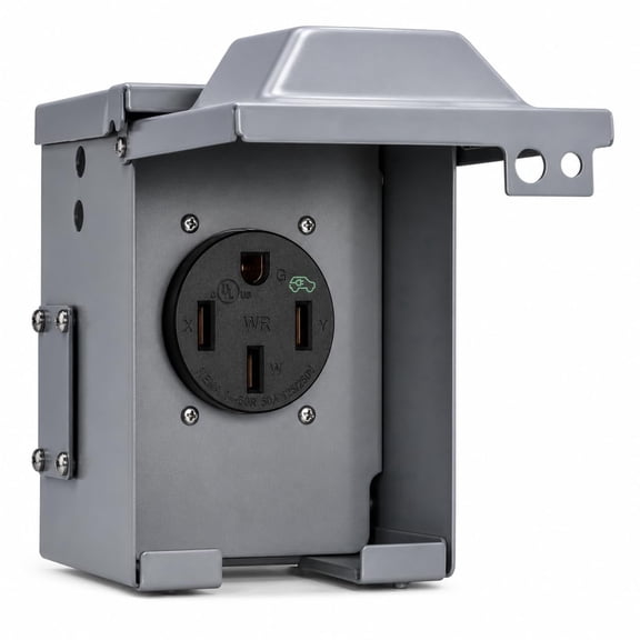 VN Infinite quality 50 Amp NEMA 14-50R EV Power Outlet Box with Lockable Cover, 125/250V 3-Pole 4-Wire, NEMA 3R Weatherproof Outdoor for EV Charger RV