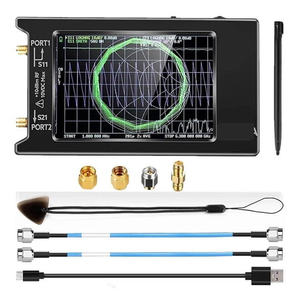 VNA 50kHz-6.3GHz Vector Network Antenna Analyzer 4" Measure S Parameters HF VHF UHF SWR Phase Delay Smith Chart ,Widely Use