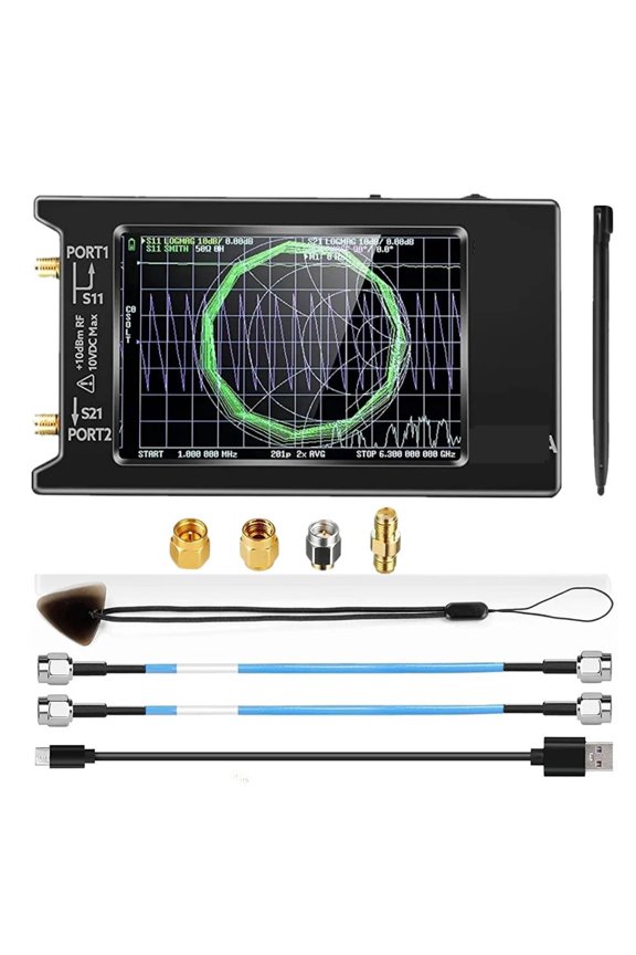 VNA 50kHz-6.3GHz Vector Network Antenna Analyzer 4" Measure S Parameters HF VHF UHF SWR Phase Delay Smith Chart ,Widely Use