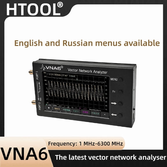 VNA6 Vector Network Analyser 1M-6.3GHz S11 S21 Handheld Antenna Analyser Professional RF Testing Tool