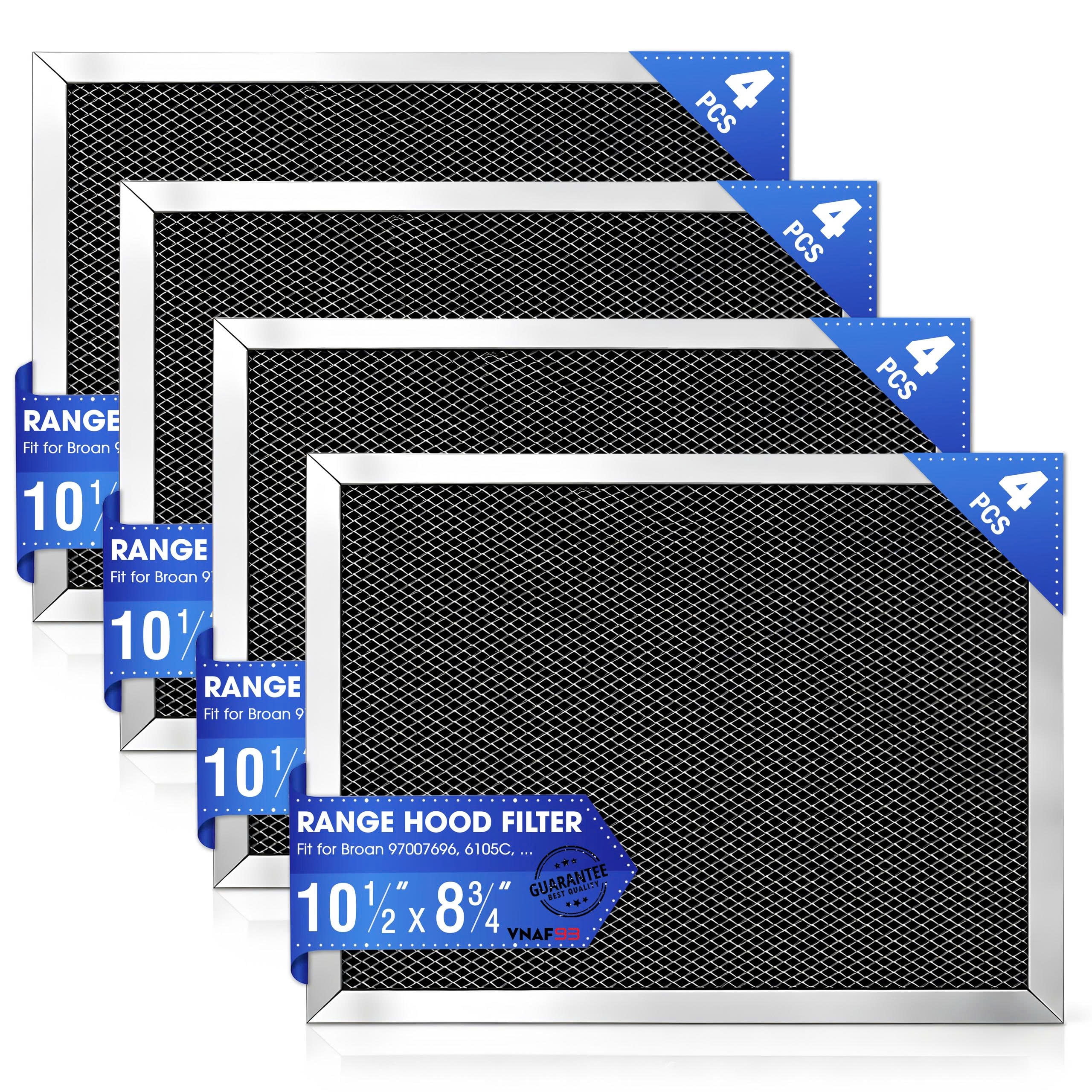 VNAF93 Upgraded 4 Pack 97007696 Range Hood Filter - 41f Stove Hood Vent Filter Replacement For Broan & Nutone Charcoal Carbon Combo Replace 6105c 97005687 - Size 8.75 x 10.5 x 0.35 Inche