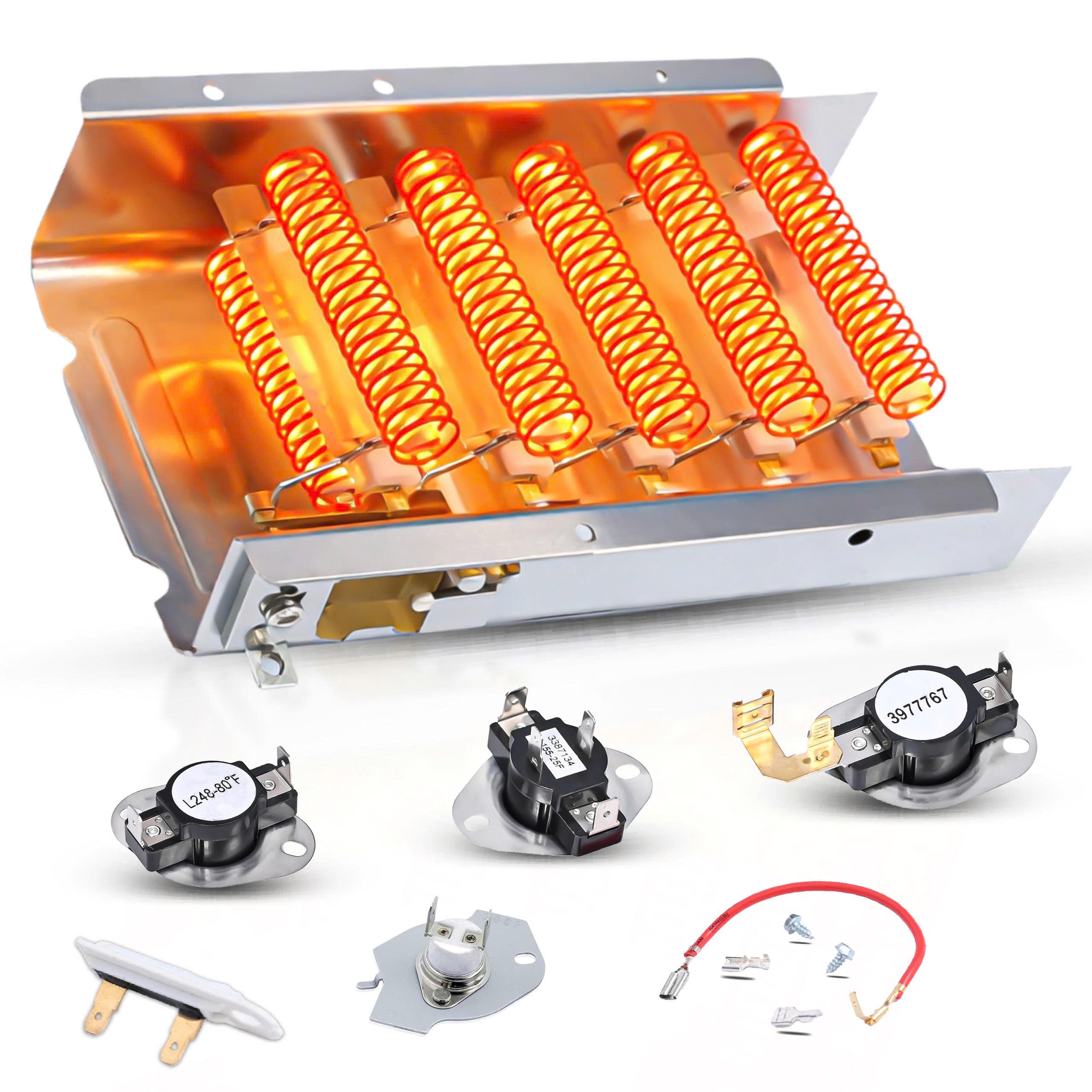 VNAF93 Upgraded Dryer Heating Element for Amana NED4655EW1 WED4815EW1 , Roper REX4635EW1 and Kenmore 70 80 Series Model 110 with Thermostat Kit Fuse