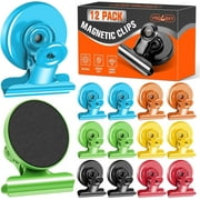 12 Pack Colorful Strong Magnetic Clips, Fridge Magnets Refrigerator Magnets, Clips Magnets for Whiteboard, Locker, Kitchen, Office Organizing Decorating Multicolored