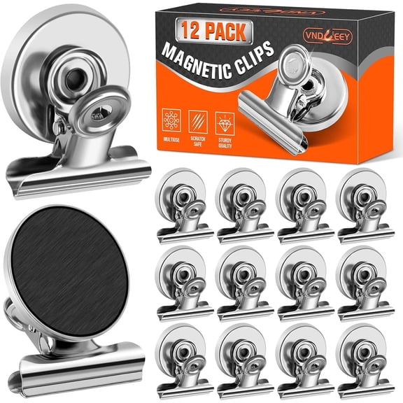 12 Pack Fridge Magnet Refrigerator Magnets, Strong Magnetic Clips, Magnet Clips for Whiteboard, Locker, Photo Displays, Kitchen, Office Organizing Decorating