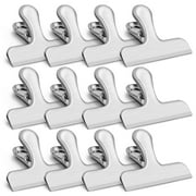 12 Pack Stainless Steel Chip Clips, Bag Clips for Food, Heavy Duty Snack Clips Metal Clips to Seal Coffee Bags, Ideal for Office and Kitchen Use, Binder Clips Large - 3 Inches, Silver