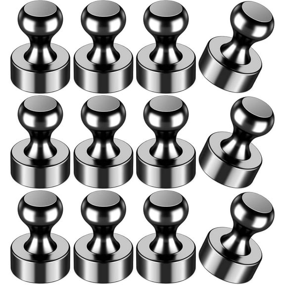 12Pcs Black Fridge Magnets, Whiteboard Magnets Refrigerator Magnet, Small Strong Magnet for Whiteboard, Office, Classroom, Kitchen