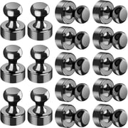 VNDUEEY 16Pcs Black Refrigerator Magnets Fridge Magnet, Strong Magnets Fridge, Whiteboard Magnets, Fridge Magnets Adults, Small Magnets for Kitchen, Office, School, Locker, Map Decorative