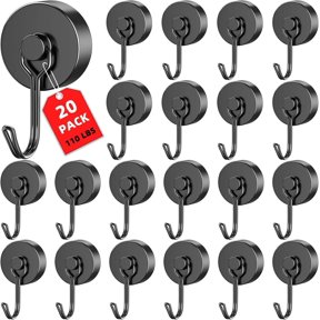 VNDUEEY 20 Pack 110 LBS Heavy Duty Magnetic Hooks Neodymium Magnet Hooks, Strong Swivel Magnetic Hooks for Cruise, Cruise Magnets with Hooks for Fridge Classroom Garage (Black)