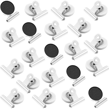 20 Pack Magnetic Paper Clip Dispenser Holder, Paperclip Dispenser for Desk, School, Office, Fridge Magnets Refrigerator Magnets, Magnet Clips for Whiteboard Locker (White)