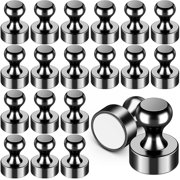 20Pcs Strong Fridge Magnets, Black Refrigerator Magnets, Magnetic Push Pins, Strong Whiteboard Magnets for Locker, Map, Kitchen, Office, School, Adults